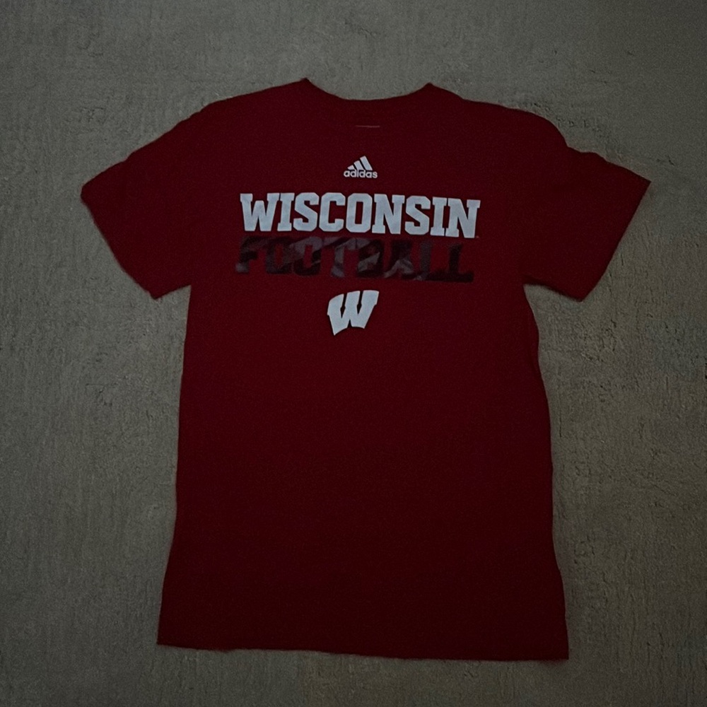 Adidas Wisconsin Badgers Football T Shirt Red